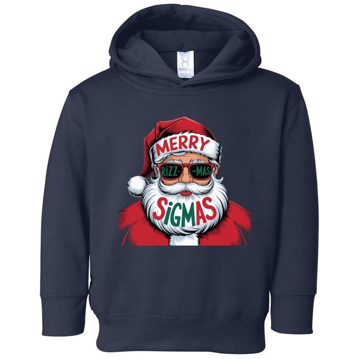 Merry Riz Z Mas Sigmas Cute Cool Santa Face With Hat Middle School Christmas Toddler Hoodie