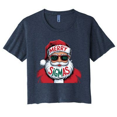 Merry Riz Z Mas Sigmas Cute Cool Santa Face With Hat Middle School Christmas Women's Crop Top Tee