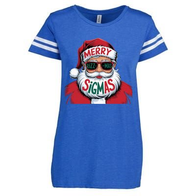 Merry Riz Z Mas Sigmas Cute Cool Santa Face With Hat Middle School Christmas Enza Ladies Jersey Football T-Shirt