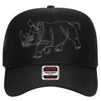 Minimalist Rhino Zoologist Rhinoceros Safari Animal Lover High Crown Mesh Back Trucker Hat