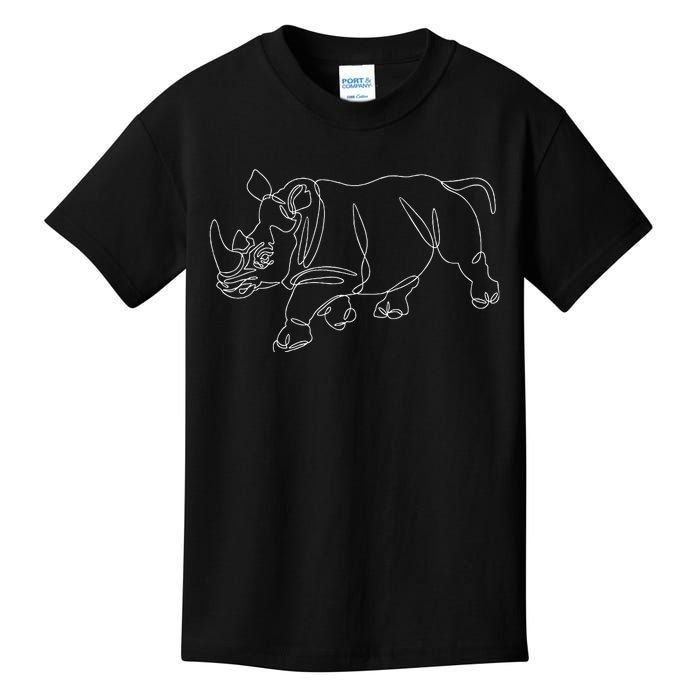 Minimalist Rhino Zoologist Rhinoceros Safari Animal Lover Kids T-Shirt