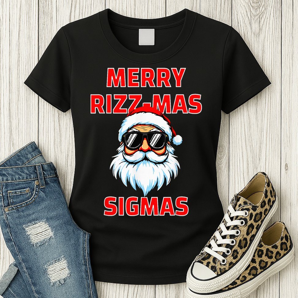 Merry Riz Z Mas Sigmas Santa Claus Merry Christmas Womens T-Shirt