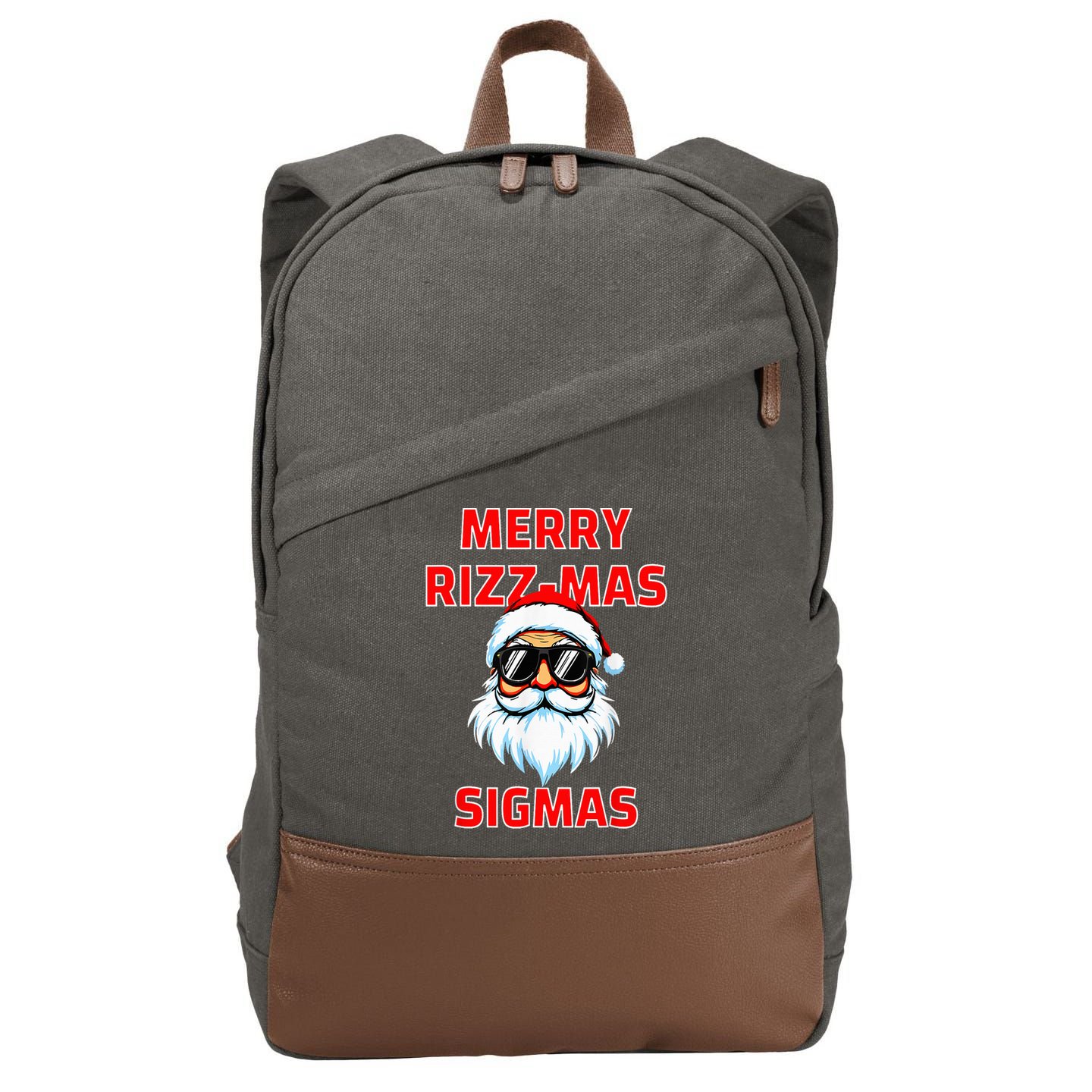 Merry Riz Z Mas Sigmas Santa Claus Merry Christmas Cotton Canvas Backpack