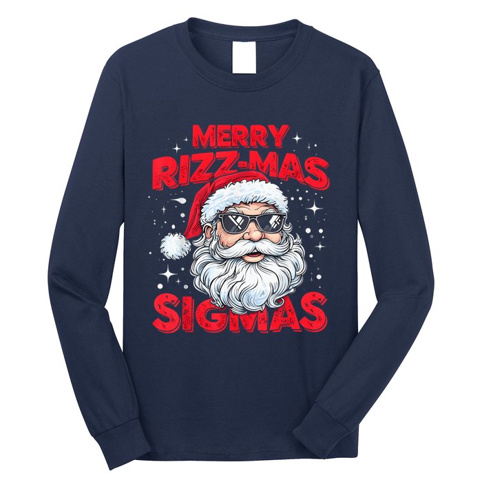 Merry Riz Z Mas Sigmas Gen Alpha Middle School Christmas Long Sleeve Shirt