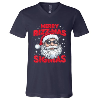 Merry Riz Z Mas Sigmas Gen Alpha Middle School Christmas V-Neck T-Shirt