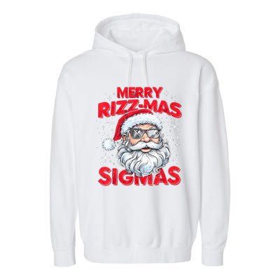 Merry Riz Z Mas Sigmas Gen Alpha Middle School Christmas Garment-Dyed Fleece Hoodie