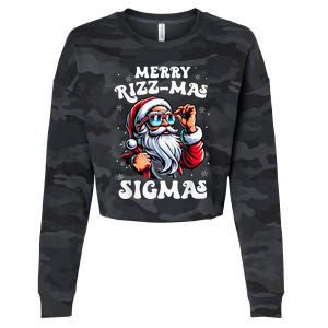 Merry Riz Z Mas Sigmas Funny Gen Alpha Xmas Santa Christmas Cropped Pullover Crew