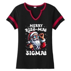 Merry Riz Z Mas Sigmas Funny Gen Alpha Xmas Santa Christmas Ladies Halftime Notch Neck Tee