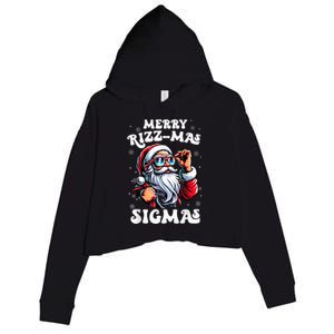 Merry Riz Z Mas Sigmas Funny Gen Alpha Xmas Santa Christmas Crop Fleece Hoodie