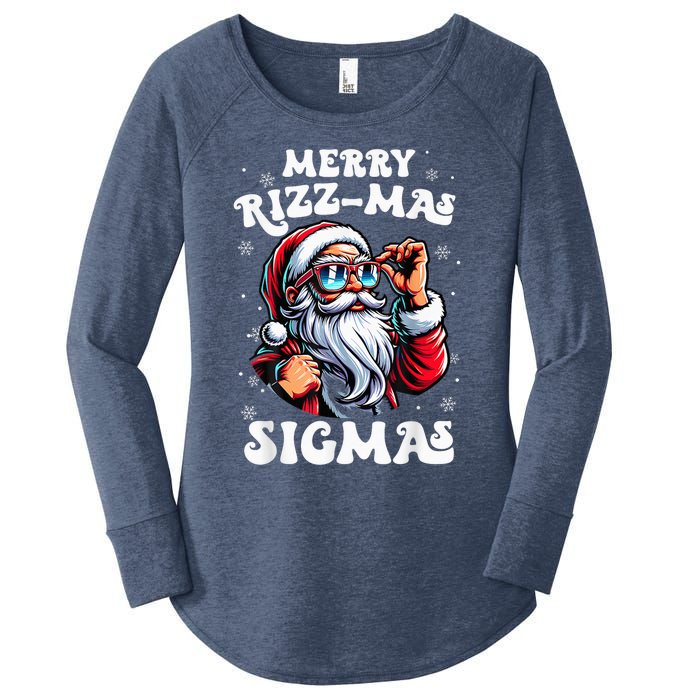 Merry Riz Z Mas Sigmas Funny Gen Alpha Xmas Santa Christmas Women's Perfect Tri Tunic Long Sleeve Shirt