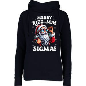 Merry Riz Z Mas Sigmas Funny Gen Alpha Xmas Santa Christmas Womens Funnel Neck Pullover Hood