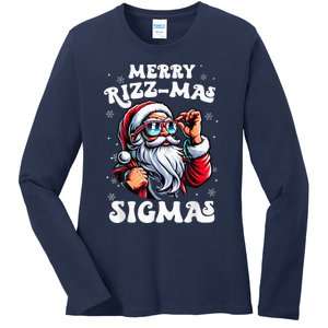 Merry Riz Z Mas Sigmas Funny Gen Alpha Xmas Santa Christmas Ladies Long Sleeve Shirt