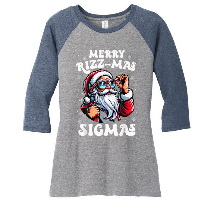 Merry Riz Z Mas Sigmas Funny Gen Alpha Xmas Santa Christmas Women's Tri-Blend 3/4-Sleeve Raglan Shirt