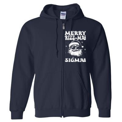 Merry Riz Z Mas Sigmas Funny Gen Alpha Xmas Santa Christmas Full Zip Hoodie