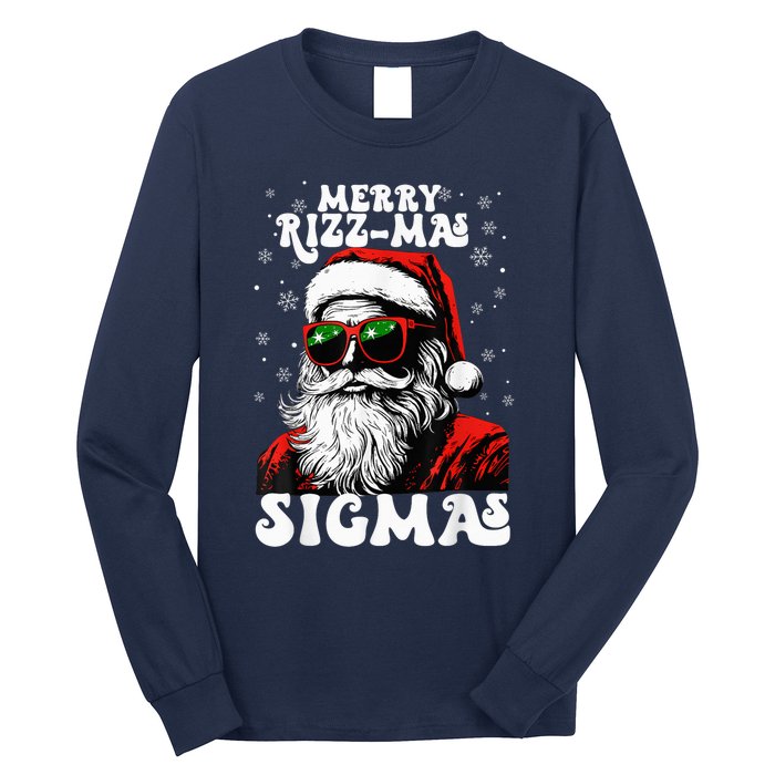 Merry Riz Z Mas Sigmas Funny Gen Alpha Xmas Santa Christmas Long Sleeve Shirt