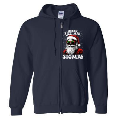 Merry Riz Z Mas Sigmas Funny Gen Alpha Xmas Santa Christmas Full Zip Hoodie