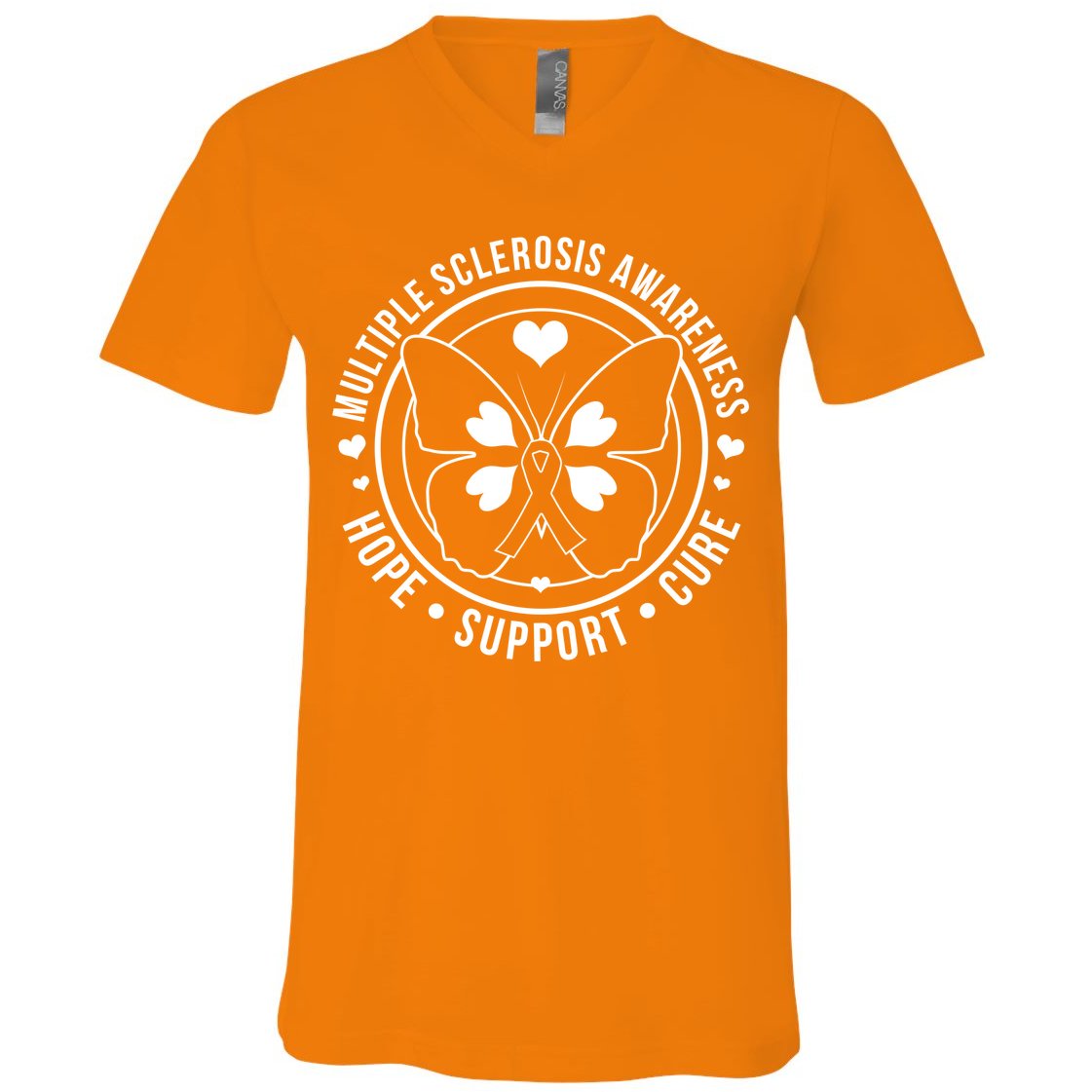 MS Multiple Sclerosis Awareness Hope Support Cure V-Neck T-Shirt