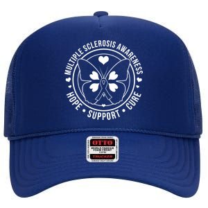 MS Multiple Sclerosis Awareness Hope Support Cure High Crown Mesh Back Trucker Hat