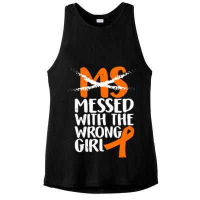 MS Multiple Sclerosis Messed With The Wrong Chick Ladies PosiCharge Tri-Blend Wicking Tank