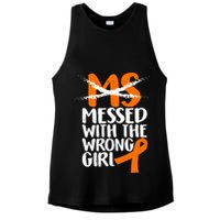 MS Multiple Sclerosis Messed With The Wrong Chick Ladies PosiCharge Tri-Blend Wicking Tank
