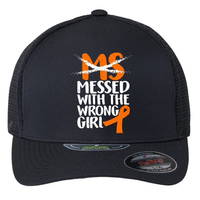 MS Multiple Sclerosis Messed With The Wrong Chick Flexfit Unipanel Trucker Cap