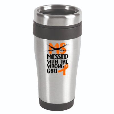 MS Multiple Sclerosis Messed With The Wrong Chick 16oz Travel Tumbler