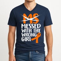 MS Multiple Sclerosis Messed With The Wrong Chick V-Neck T-Shirt