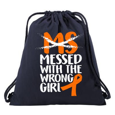 MS Multiple Sclerosis Messed With The Wrong Chick Drawstring Bag