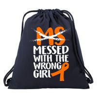 MS Multiple Sclerosis Messed With The Wrong Chick Drawstring Bag