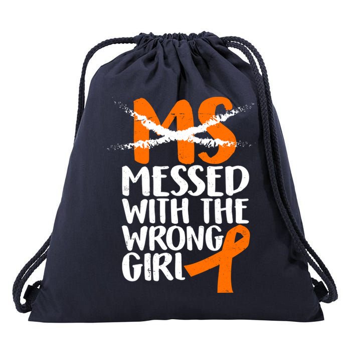 MS Multiple Sclerosis Messed With The Wrong Chick Drawstring Bag