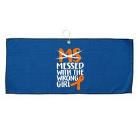 MS Multiple Sclerosis Messed With The Wrong Chick Large Microfiber Waffle Golf Towel