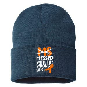 MS Multiple Sclerosis Messed With The Wrong Chick Sustainable Knit Beanie