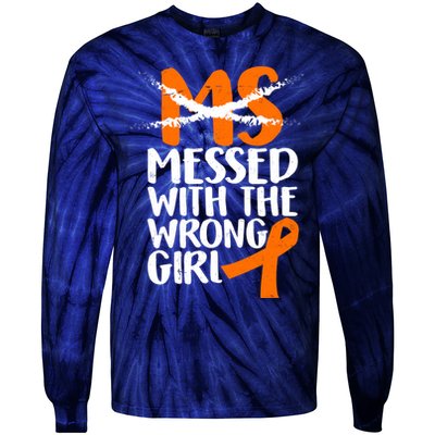 MS Multiple Sclerosis Messed With The Wrong Chick Tie-Dye Long Sleeve Shirt
