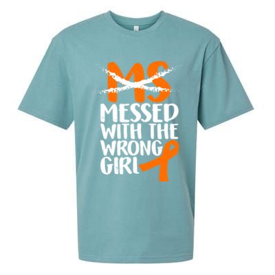 MS Multiple Sclerosis Messed With The Wrong Chick Sueded Cloud Jersey T-Shirt