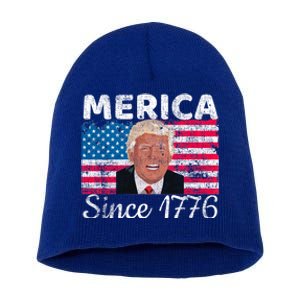 Merica Since 1776 4th Of July Trump Party Gift Funny Gift Funny Gift Short Acrylic Beanie