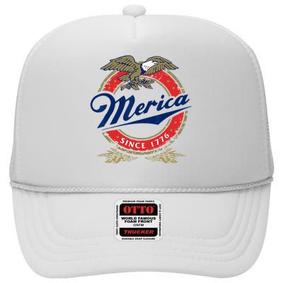 Merica Since 1776 Funny 4th Of July Merica Since 1776 High Crown Mesh Back Trucker Hat