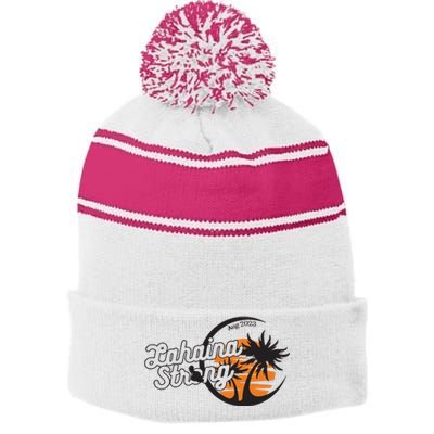 Maui Strong 100% Of Profits For Relief Efforts Maui Support Stripe Pom Pom Beanie