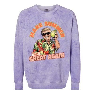 Make Summer 2024 Great Again Donald Trump Vacation Colorblast Crewneck Sweatshirt