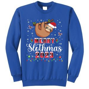 Merry Slothmas 2023 With Santa Funny Family Matching Xmas Funny Gift Sweatshirt