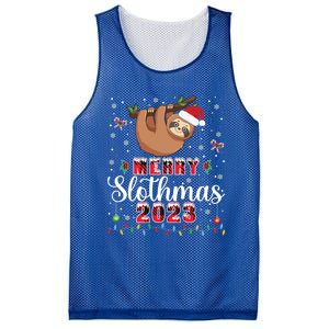 Merry Slothmas 2023 With Santa Funny Family Matching Xmas Funny Gift Mesh Reversible Basketball Jersey Tank