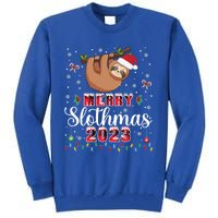 Merry Slothmas 2023 With Santa Funny Family Matching Xmas Funny Gift Tall Sweatshirt