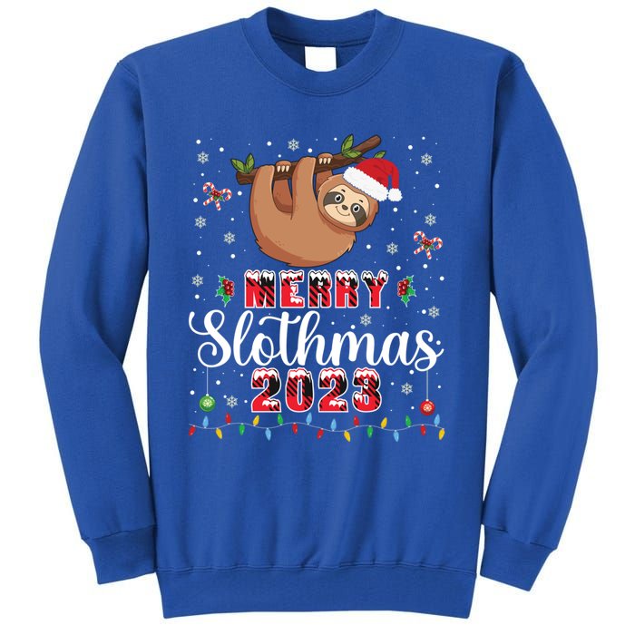 Merry Slothmas 2023 With Santa Funny Family Matching Xmas Funny Gift Tall Sweatshirt