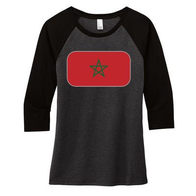 Morocco Soccer Moroccan Flag Women's Tri-Blend 3/4-Sleeve Raglan Shirt