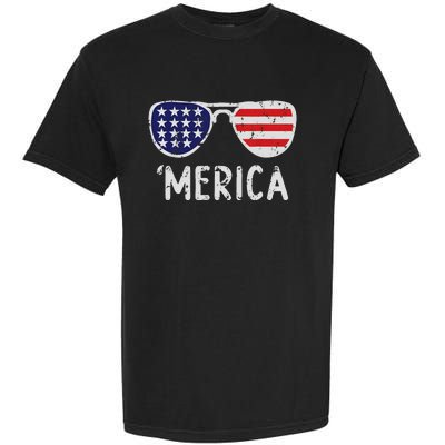 Merica Sunglasses 4th Of July Usa Pride Garment-Dyed Heavyweight T-Shirt