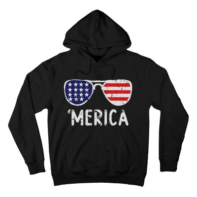 Merica Sunglasses 4th Of July Usa Pride Hoodie