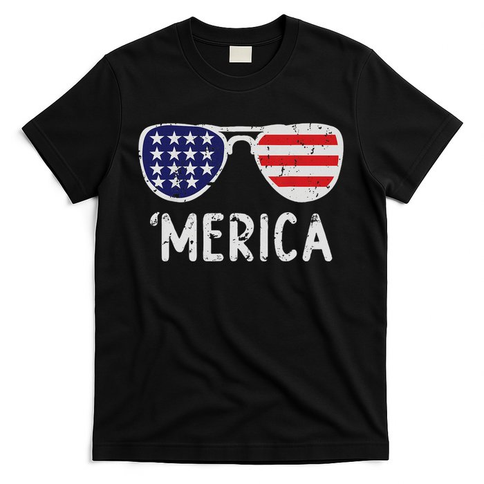 Merica Sunglasses 4th Of July Usa Pride T-Shirt