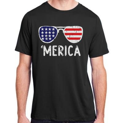 Merica Sunglasses 4th Of July Usa Pride Adult ChromaSoft Performance T-Shirt