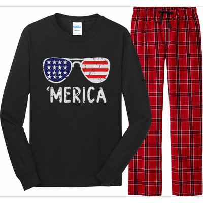 Merica Sunglasses 4th Of July Usa Pride Long Sleeve Pajama Set