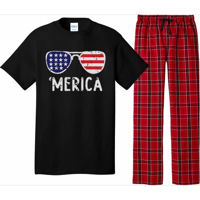 Merica Sunglasses 4th Of July Usa Pride Pajama Set