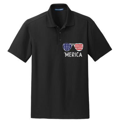 Merica Sunglasses 4th Of July Usa Pride Dry Zone Grid Polo